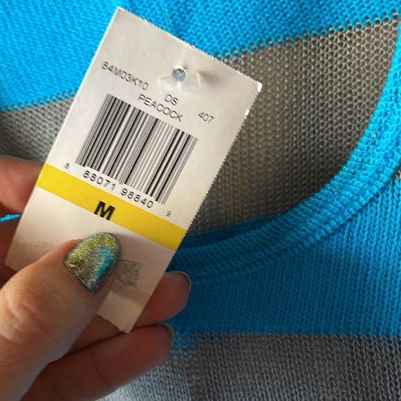 C&C CALIFORNIA bright blue & gray striped sweater tank top SzM NWT - Picture 3 of 6